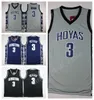 Georgetown Hoyas College Jerseys 검은 블루 회색 스티치 농구 3 Allen Iverson Jerseys Men Sport Wholesales 최저 가격