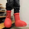 Astro boy Big Red Boots Cartoon tall boot Rubber sneakers shoes Round Toes knee-high Wellie shoe