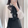 Blusas femininas s mulheres bonito tops estilo formal vintage japão coreia design elegante escritório senhora formal básico rosa branco camisas