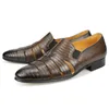 GAI Sandali in pelle da uomo Comodi all'aperto Scarpe moda casual Vino rosso Slip on Mocassino estivo Walking Pelle bovina intrecciata maschile 230403