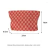 Cosmetic Bags Korean Style Knitted Checkerboard Bag Large Capacity Portable Makeup For Women Daily Pouch Organizer