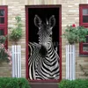 Otros adhesivos decorativos Adhesivo para puerta de animales Gato Tigre Ciervo Leopardo Papel pintado Puertas personalizadas Póster Adhesivo de pared Adhesivo 3D Decoración de diseño para el hogar deurstickers 230403