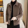 Men's Wool Men 2023 Spring Autumn Fashion Mink Velvet Coats Male Short Slim Overcoats Middle-aged Thicken Warm Jackets W322