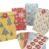 Decorações de Natal 12pcs Mix Kraft Paper Bags Presente Floco de Neve Doces Favores de Festa Saco Xmas Kids Embalagem Noel Navidad Decor