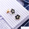 Boutons de manchette or fleur chemise française boutons de manchette bijoux bouton de manchette pour hommes marque mode lien marié bouton livraison directe cravate Cla Dhflp