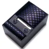 Arco laços 100% seda marca gravata lenço cufflink conjunto para homens gravata caixa de presente de feriado azul ouro terno acessórios fino casamento gravatas 231102