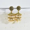 Dangle Earrings Style Vintage Big Pearl For Women Geometric Shape Multilayer Shell Noble Alloy Antique Tassel Golden