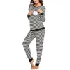 Radiation Suit Winter Women Maternity Nursing Pajama Set Striped Breastfeeding Sleepwear Double Layer Long Sleeve Top Bottom Pregnancy PJ 231102