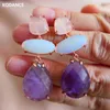 Boucles d'oreilles pendantes KQDANCE pierre naturelle Rose Quartz bleu Agate bleue violet améthyste larme broche en argent plaqué or bijoux femme