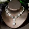 Necklace Earrings Set Fashion Shiny African White Cubic Zirconia Bridal Jewelry For Women Wedding Evening Party Dress Accessories N-1833