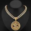 Collier en dollars américains, nouvelle niche, avec pendentif rotatif en dollars américains, en alliage, personnalité hip-hop, collier cubain, bijoux pour hommes 231015