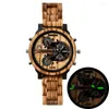 Armbandsur Trähänklockor Fashion Quartz Chronograph Wrist Watch Montre en Bois Homme Reloj Madera Sport Clock Red Wood för män