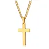 Оптовая продажа, модное простое высококачественное золотое ожерелье в стиле хип-хоп с длинной цепочкой для маленьких мальчиков, ожерелье с крестом для мужчин