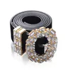 Luksusowy projektant Big Strass Pass dla kobiet czarna skórzana talia biżuteria złoty łańcuch Pasek Rhinestone Diamond Fashion3236403