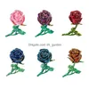 Jewelry Stand Creative Alloy Rose Flower Storage Box Faux Diamond Rings Earrings Case B36D Drop Delivery Packaging Display Dhgarden Dh3Kh