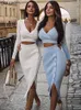 Two Piece Dress Chic And Elegant Knitted Two Piece Women Sets Long Sleeve Top And Skirt Sets Winter Fall Festival Party Outfits For Women 230403