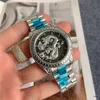 Nya handledsklockor för män 2023 Herrklockor 41mm Tre nålar kvartsklocka högkvalitativ topp lyx varumärke Klocka Fashion Oriental Dragon Steel Strap Montre de Luxe Type