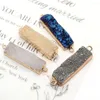 Pendanthalsband Natural Stone Rectangular Healing Crystal Quartz Double Hole Connector Självgjorda kvinnors halsbandörhängen Tillbehör