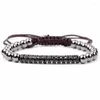 Charm Bracelets 2023 Fashion Men Braided Bracelet Cz Long Tube Braiding Macrame Bangles For Women Jewelry Dropship