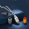 Hängen Classic Buddhist Heart Sutra Box Pendant Necklace For Men smycken Trendy Silver 925 Chain Male Clouds Scripture Amulet
