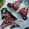 Kvinnors badkläder para praia sommar sexig push up badkläder kvinnor brasilianska bikini leopard baddräkt halter biquini semester två stycken baddräkt 230331