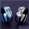 Charm Bracelets Titanium Steel Dragon Rings Black And Blue Mans Gifts Band Jewelry Size 612 Drop Delivery Dhgarden Dhtxg