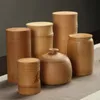 ポータブル竹茶缶、竹のチューブ、小さなティーストレージボックス、竹の木材、目覚めるティーバケツ、大きな包装、竹カップで密封された缶詰
