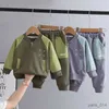 Set di abbigliamento Primavera Autunno Bambini Ragazzo 2 pezzi Set di abbigliamento Felpa in cotone impiombato Vita Sport Neonati maschi Abiti Kid Boy