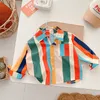 Kids Shirts Autumn Boys Fashion Stripe Long Sleeve Blouse Baby Kids Toldder Children Cool Shirt 230403