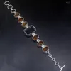 Link Bracelets Hermosa Jewelry Dichroic Glass Sweet Honey Topaz Lovely Silver Color Charms Chain Links For Women 20cm 20234891