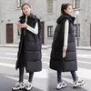 Women's Vests Winter Hooded Vest Woman Long Coat Puffer 2024 Korean Autumn Outwear Belt Female Sleeveless Jacket