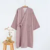 Men's Tracksuits Japanese-style Kimono Pajamas Cotton Yarn-dyed Gauze Spring And Summer Hanfu Sweat Steam One-piece Bathrobe Thin