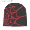 Beanie/Skull Caps Y2K Gothic Spider Mönster Wool Akryl Sticked Hat Women Beanie Winter Warme Beanies Grunge Hip Hop Casual Skullies Outdoor Capl231103