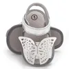 Sandals Baby Shoes Girl Summer Sandals Soft Anti-Slip Sole Big Butterfly Gold Silver Hook loop Light Crib Newborn First Walker Shoes Z0331