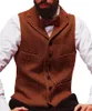 Gilets pour hommes Hommes Gilet Brown Herringbone Costume Simple Boutonnage Pour Mariage Groom Business Banquet Formel Gilet