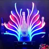 Påfågel svans glödande vinflaskpresentant LED upplyst spritflaskdisplay hyllan VIP som serverar bricka för bar nattklubbfest lounge