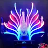 Peacock Tail Glowing Wine Bottle Presenter LED Lighted Liquor Bottle Display Shelf VIP Serving Tray For Bar Nightclub Party Lounge