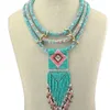 Boho Indian Multi -Layered Lätzchenkragen Halskette handgefertigtes Harz Perlen Perlen Long Quaste Blume Statement Halsketten Frauen Afrikanische Schmuck Y239V