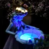 Trädgårdsdekorationer Flower Fairy Solar Decoration Harts Staty Light Glow in the Dark Yard Outdoor Scpture Angel Figure Decor Q0811 D OT3WY