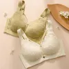 Bras sem fio para mulheres lingerie de copo fino de tamanho plus size renda minimizador de roupas brassiere b c d e