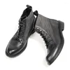 Bottes de qualité supérieure faites à la main Vintage britannique hommes chaussures en cuir de vache automne hiver moto travail en plein air cheville botte militaire