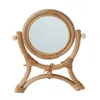 Miroirs Miroir de maquillage de table tissé à la main avec support de support Vêtements de rotin naturel rétro de bureau vertical rond à la main