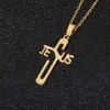 New Scapular Christian Catholic Religious Sier Gold Plated Stainless Steel Chain Jesus Cross Pendant Necklace for Women Men