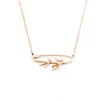 Pendant Necklaces Safety Pin With Leaves Branch Stainless Steel Gold Color Chain Leaf Necklace For Women Jewelry Collier Femme