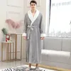 Men's Sleepwear Men Winter Extra Long Warm Flannel Bathrobe Plus Size Coral Fleece Bath Robe Women Jacquard Dressing Gown Lovers Home