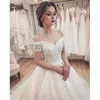 Vestidos Wedding Dresses Boho De Boda Puff Sleeves A Line Bride Gowns High Neck Lace Appliques Bridal Tulle