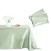 Nappe de table en satin, 2 pièces, longue couverture rectangulaire verte et soyeuse pour fête de mariage, Restaurant