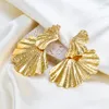 Dangle Earrings 2023 ZAA Vintage Metal Fan-shaped For Women Holiday Party JewelryWholesale Gift