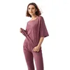 Kvinnors sömnkläder House bär kortärmade pyjamas inställda fast färg