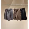 Kvinnors shorts Kuzuwata Japan Elegant Casual Loose Temperament High midjebältet Pocket Woman Pants Fashion All-Match Femme Pantalon